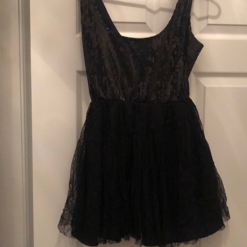 Black sequin and lace party dress